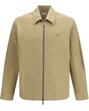 Burberry Check Cotton Zip Shirt Jacket - Natural