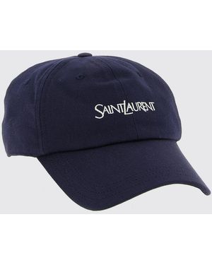 Saint Laurent Cotton Baseball Cap With Contrasting Logo - Blue
