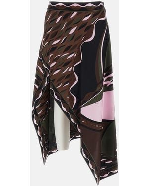 PUCCI Emilio Silk Twill Foulard Maxi Skirt - Black