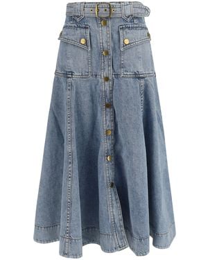 Zimmermann Utility Denim Midi Skirt - Blue