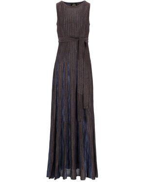 Missoni Long Lamé Viscose Dress With A Belt - Blue