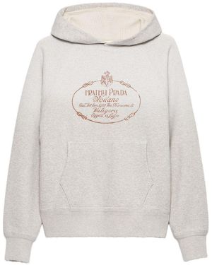 Prada Logo Cotton Hoodie - White