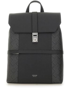 Ferragamo Backpack With Buckle "Hooks" - Black