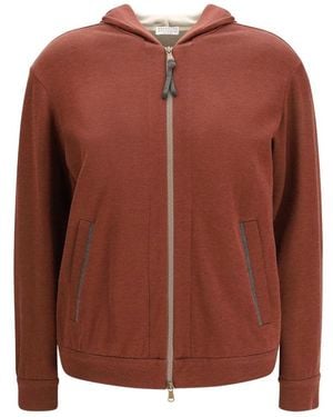 Brunello Cucinelli Hooded Sweatshirt Silk-Cotton - Brown