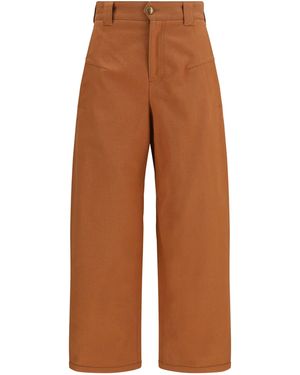 Chloé Chloé Cotton Canvas Barrel-Leg Pants - Brown