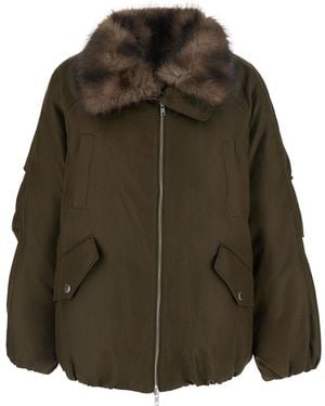 Stand Studio Stand Thilda Jacket Shiny Nylon With High Collar And Zip Closure - Green