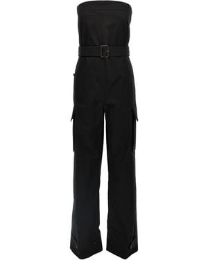 Saint Laurent Bustier Jumpsuit With Detachable Belt - Black