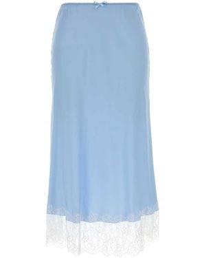 Moschino Lace Hem Midi Skirt - Blue