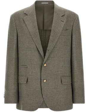 Brunello Cucinelli Prince Of Wales Blazer - Green