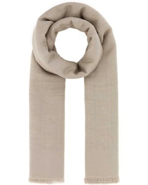 Fendi Dove Wool Blend Scarf - Natural