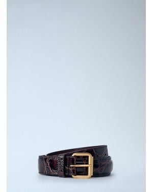 Dries Van Noten Embossed Leather Belt - Blue