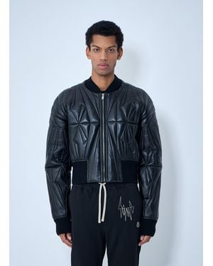 Moncler Rick Owens Geocamo Cropped Quilted Bomber Jacket - Blue