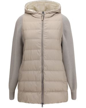 Brunello Cucinelli Long Monili Chain Puffer Jacket - Natural