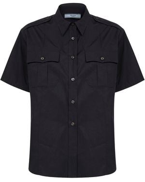 Prada Abbigliamento Poplin Short-Sleeved Shirt - Black