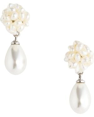 Self-Portrait Self Portrait Pearl Cluster Droplet Earrings - Metallic