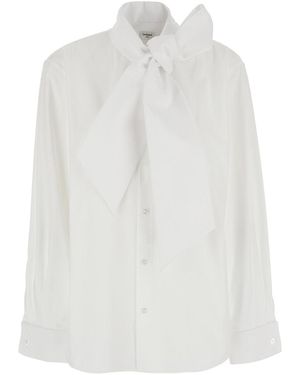 Saint Laurent Long-Sleeved Shirt With Lavallière Collar - White