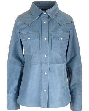 Stand Studio Western Style Leather Shirt - Blue