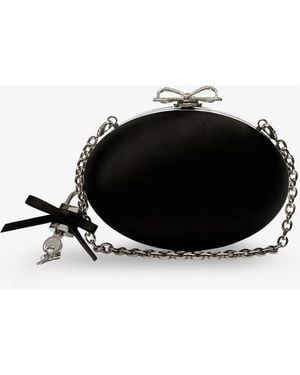 Self-Portrait Self Portrait Oval Satin Clutch Bag - Black