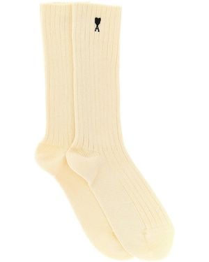 Ami Paris 'Ami De Coeur' Socks - Natural