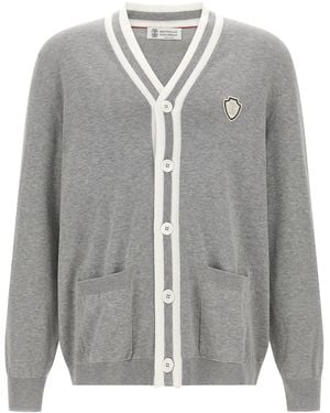 Brunello Cucinelli Heraldic Logo Cardigan - Gray