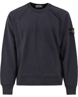 Stone Island Cotton Crew Neck Sweatshirt With Compass Badge - Blue