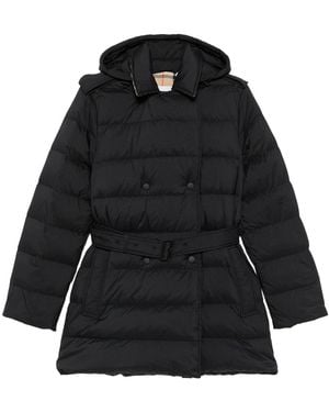 Burberry Belted Quilted Coat - Black