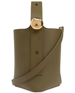 Loewe Smooth Leather Mini Pebble Bucket Bag - Green