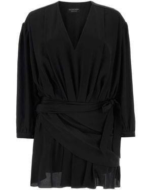 Balenciaga Crepe Mini Dress - Black