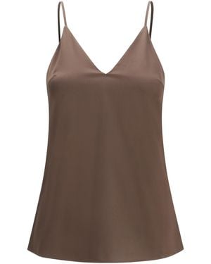 Brunello Cucinelli Stretch Silk Top - Brown