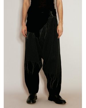 Yohji Yamamoto Embroidery Draped Pants - Black