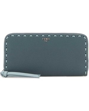 Fendi Zip Around Wall Selleria Micro - Gray