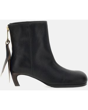 Sacai Leather Ankle Boots - Black