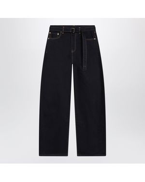 Sacai High-Waisted Cotton Barrel Jeans - Blue