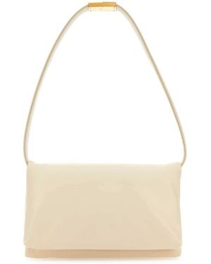Marni Ivory Leather Prisma Shoulder Bag - White