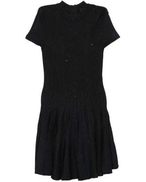 Balmain Ribbed Sequin Dress - Black