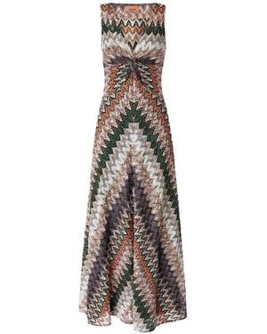 Missoni Long Dress With V-Neck And Pattern - White