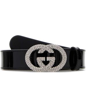 Gucci Embellished Buckle Solid Belt - Black