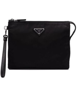 Prada Re-Nylon And Saffiano Pouch - Black