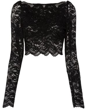 Rabanne Cropped Lace Top - Black