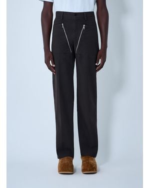 Dries Van Noten Zip Cotton-Twill Pants - Black