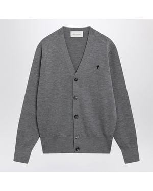 Ami Paris Ami De Coeur Cardigan - Gray