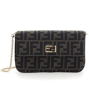 Fendi Wallet On Chjain Ff Jacquard - Black