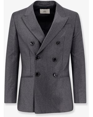 Ami Paris Double-Breasted Virgin Wool Blazer - Black