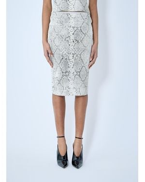 Alexander Wang Snake-Print Embossed Midi Skirt - Blue