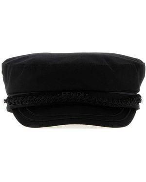 Fendi Cotton Baker Boy Hat - Black