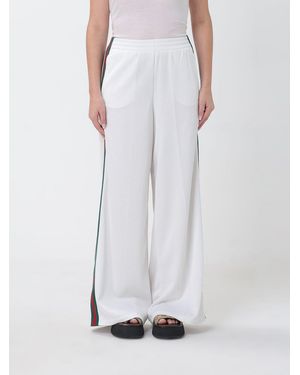 Gucci High-Waisted Wide-Leg Cotton Jersey Pants - White