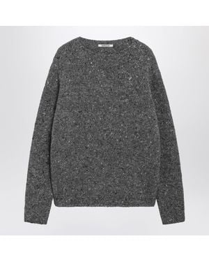 AURALEE Charcoal Wool Crew Neck Sweater - Gray