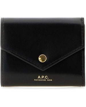 A.P.C. Leather Envelope Coin Purse - Black