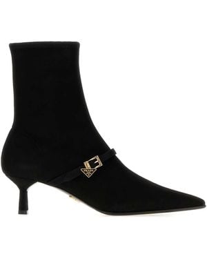 Prada Suede Ankle Boots - Black