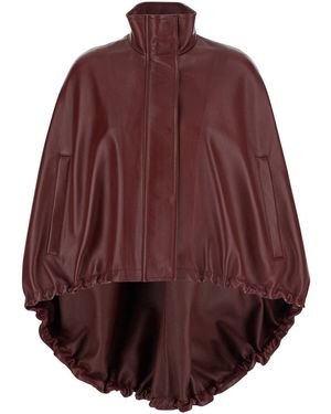 Balenciaga Bordeaux Cape With High Collar And Flared Design - Purple